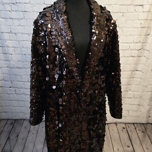 Express Women's Shimmering Sequin Blazer - Brown